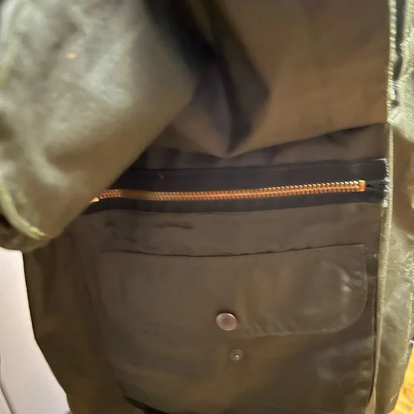 New wax cotton raincoat green lined hood Scotland Wathne MED / Barbour quality - Picture 4 of 16